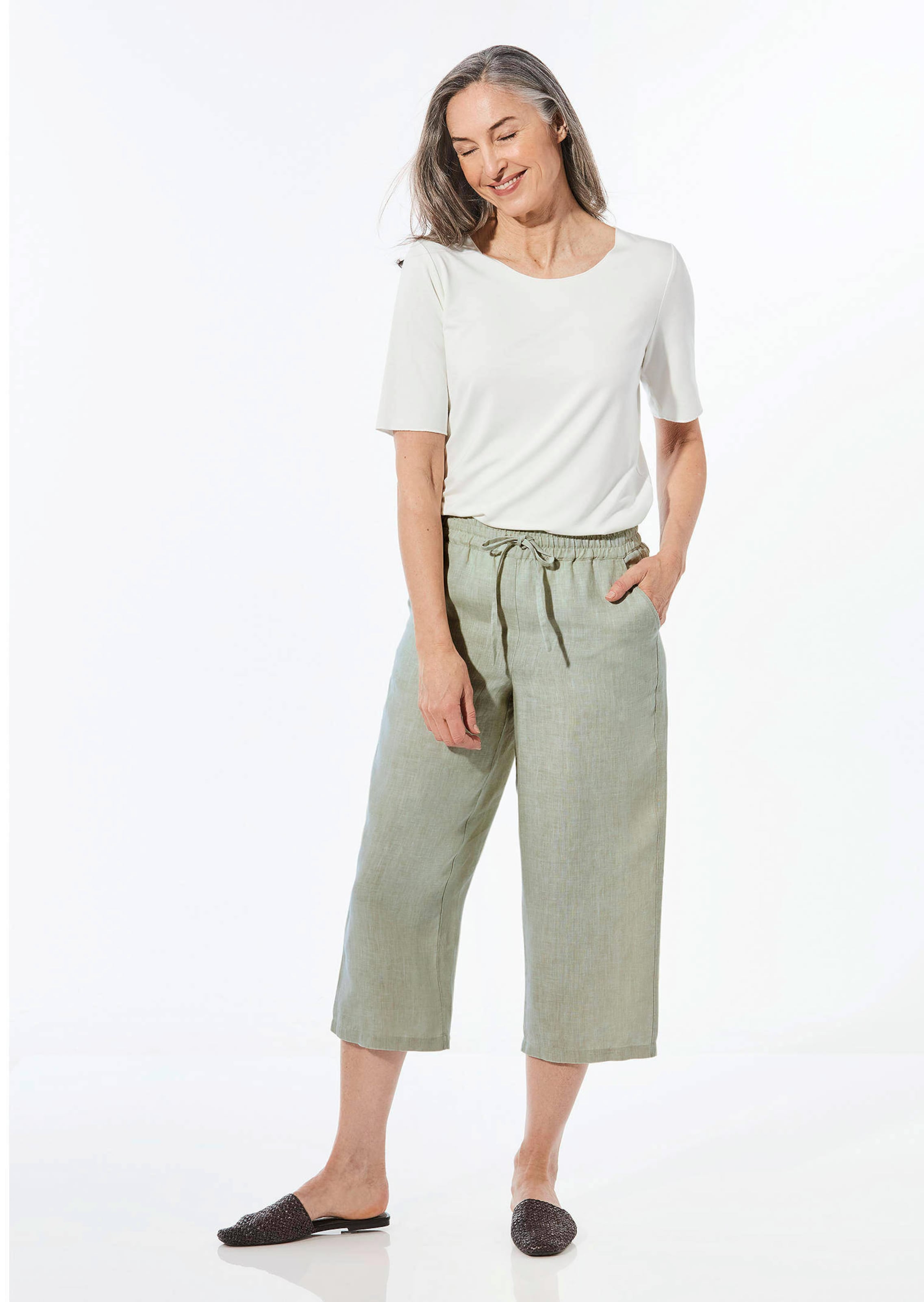 Pantalon en lin - mousse - Gr. 54 de Goldner Fashion