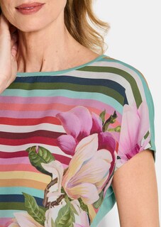 Blouseshirt met strepen en bloemen thumbnail 5