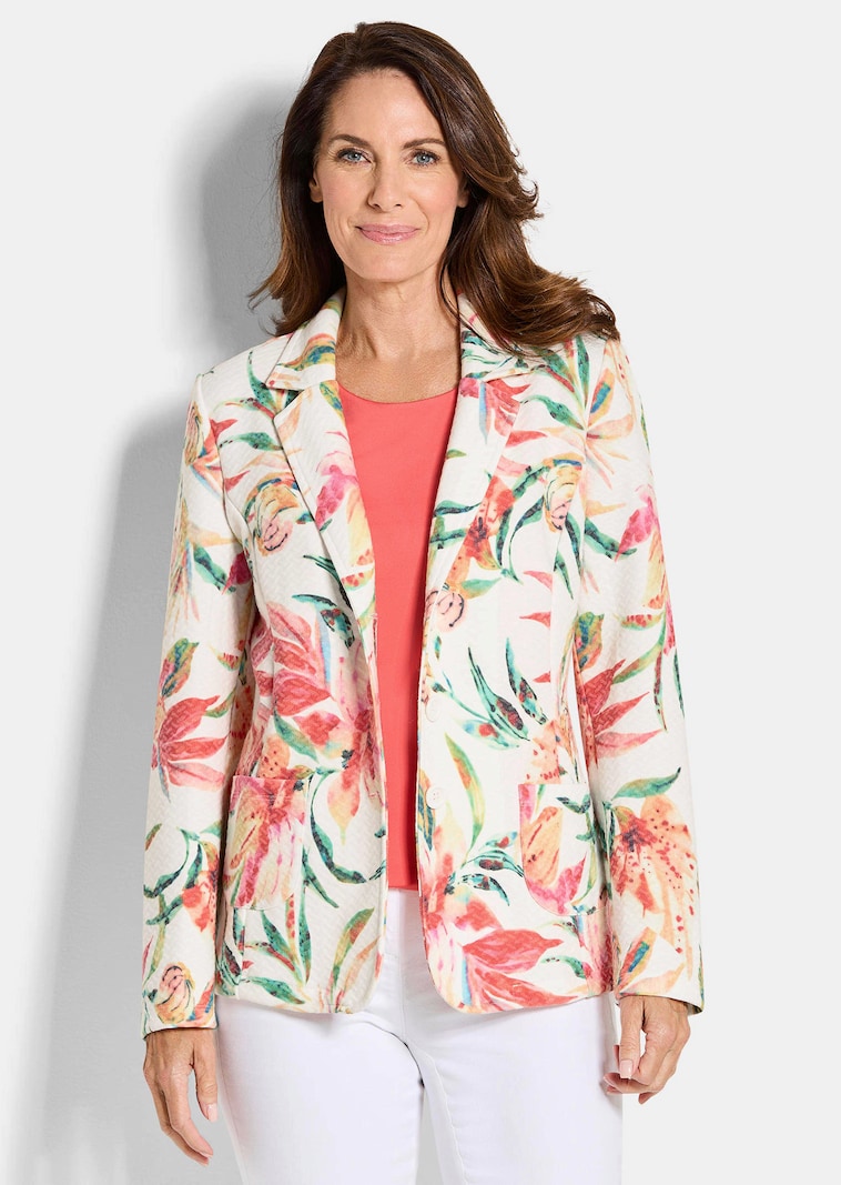 Gebloemde blazer van wafeljersey