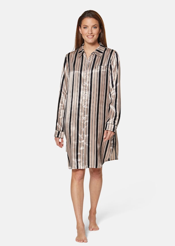 Satin sleep shirt in an elegant striped design 1