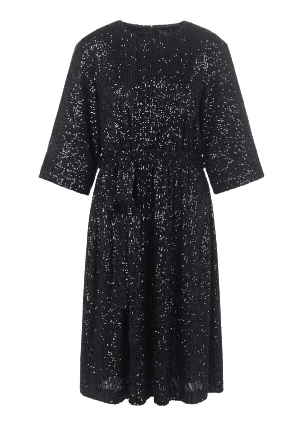 Flared sequin dress with belt 5