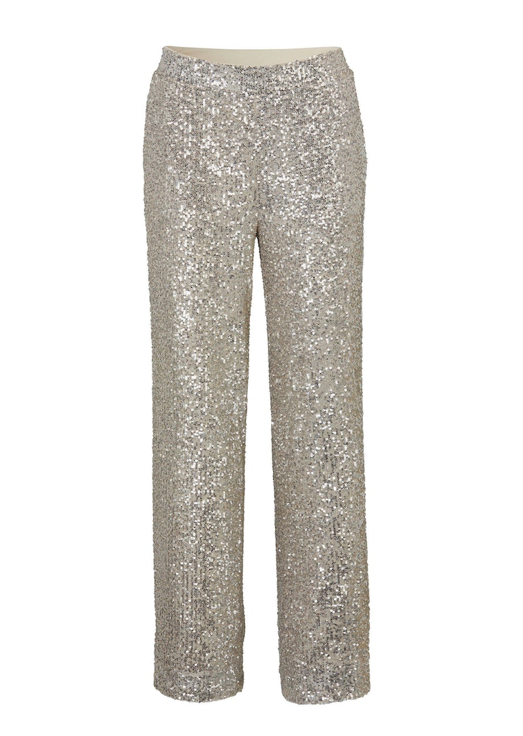 Pantalon pailleté en longueur cheville, coupe crayon