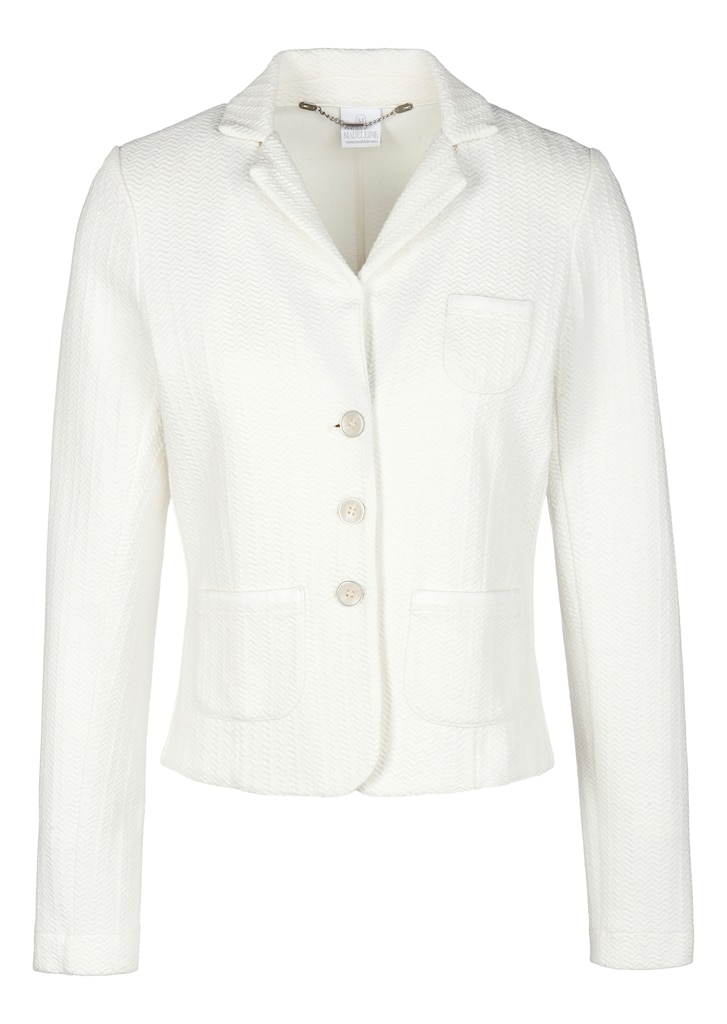 Trendy short-cut blazer in jersey with structured sections 5