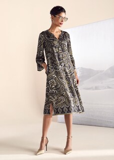 Paisley-Kleid mit Volantärmeln in H-Linie thumbnail 1