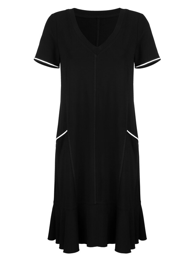 Jerseykleid mit kontrastfarbigen Paspelierungen 2