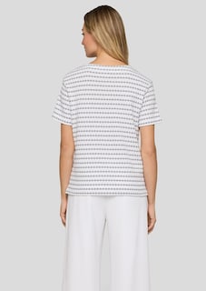 Pull à manches courtes en tricot structuré, avec coton thumbnail 3