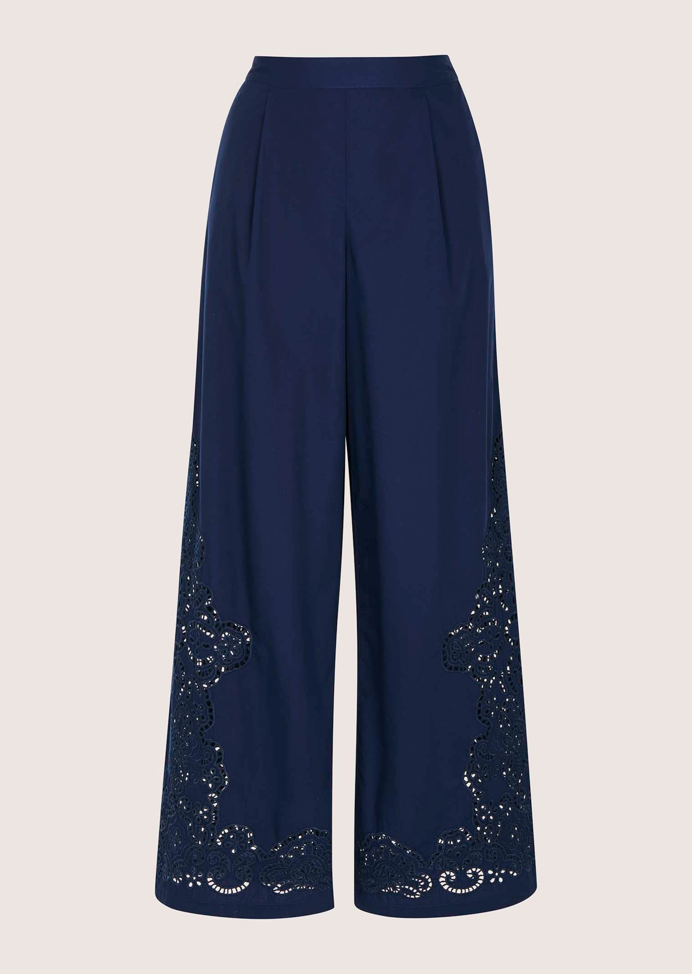 Pantalon à jambes larges et broderie anglaise