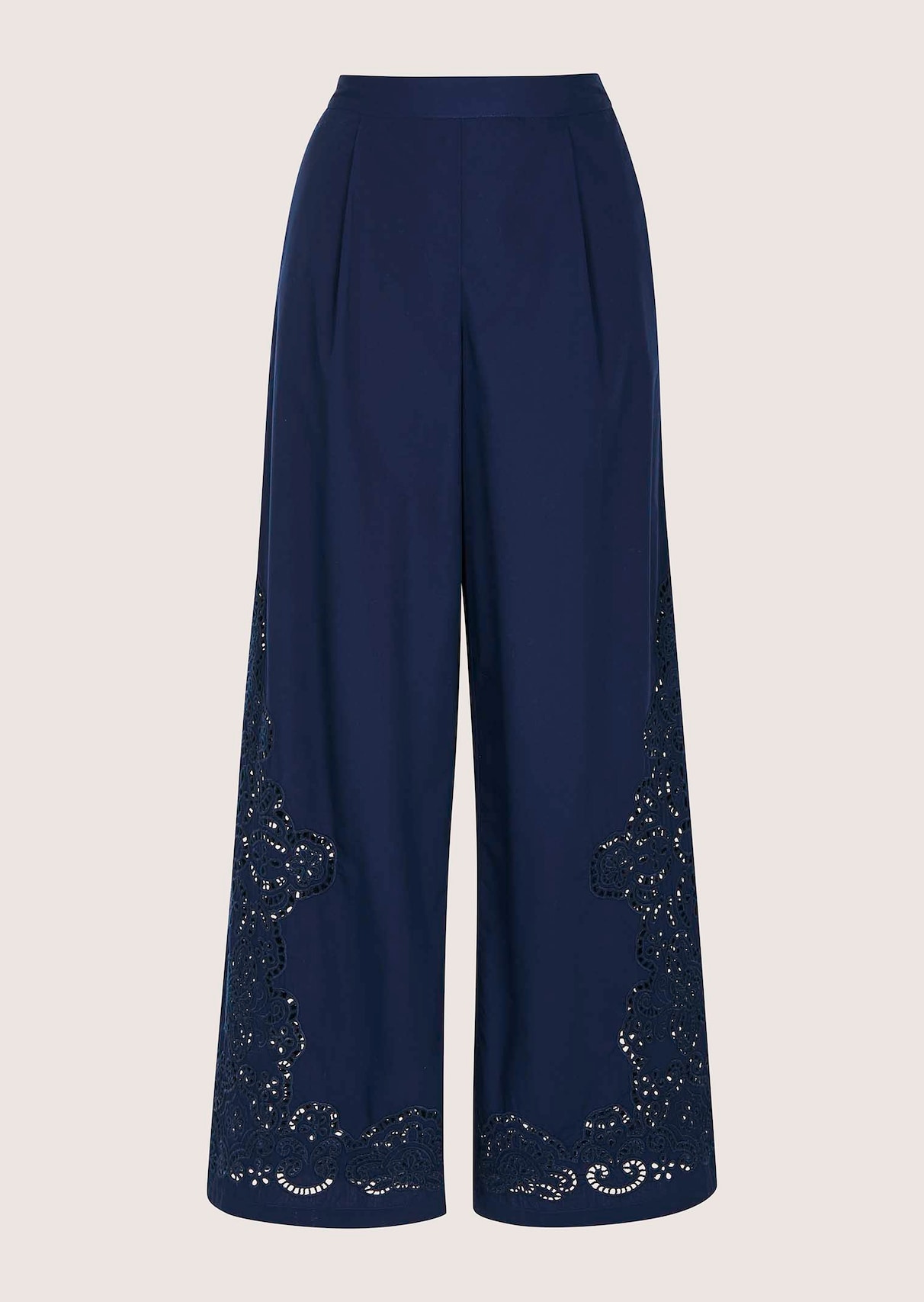 Pantalon à jambes larges et broderie anglaise