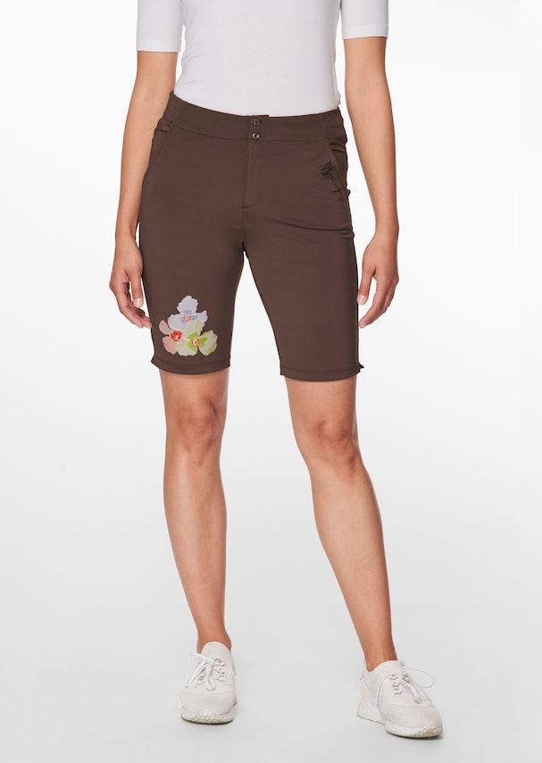 Bermuda shorts with floral motif print