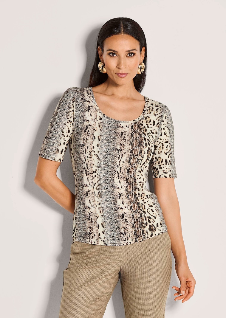 Rundhals-Shirt mit Animal-Print