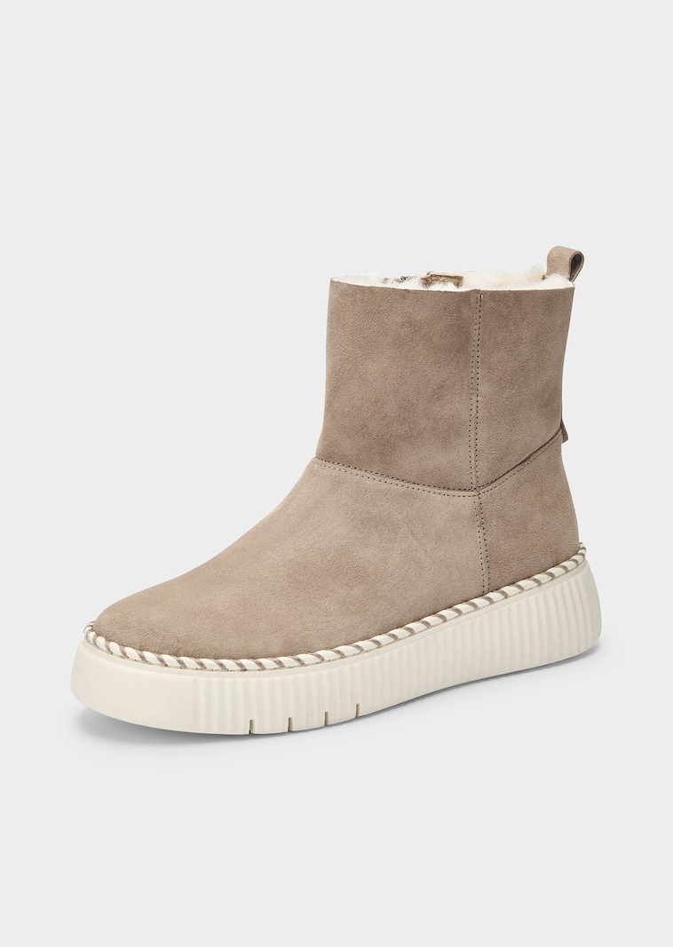 Leder-Stiefelette mit Lammfell
