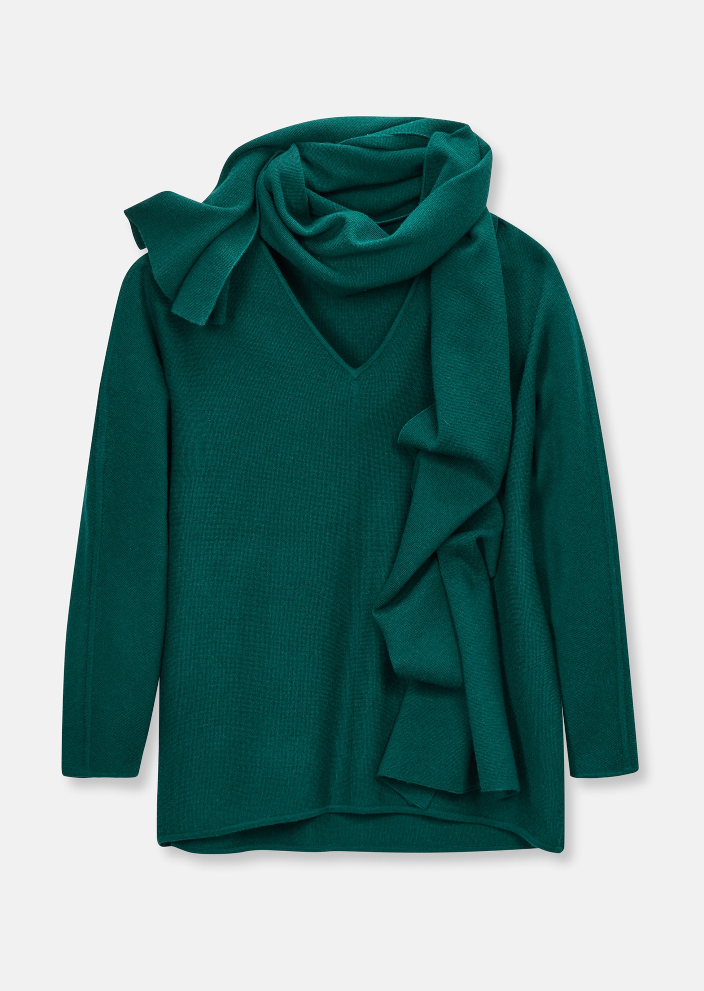 Knitted jumper with detachable scarf