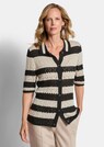 Veste en tricot à rayures avec motif ajouré thumbnail 1