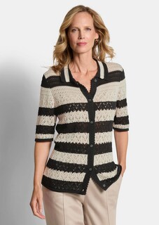 Veste en tricot à rayures avec motif ajouré thumbnail 1