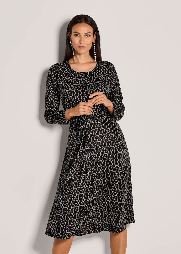 Bedrucktes Kleid mit Bindeband