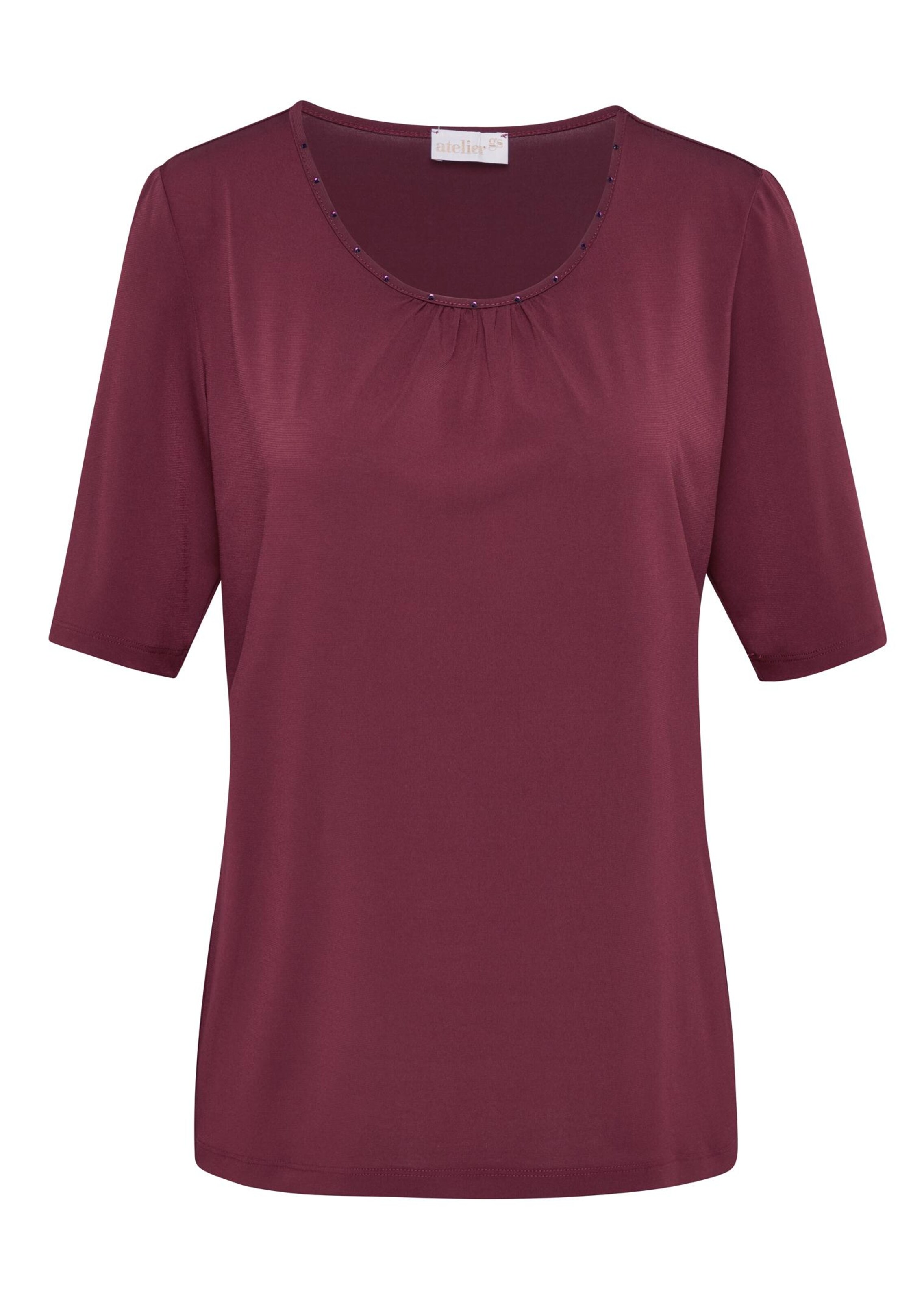 T-shirt à fronces et pierres scintillantes - bordeaux - Gr. 42 de Goldner Fashion