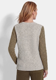 Strickpullover in Bouclé-Optik mit Zopfmuster thumbnail 3