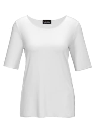 wit Veelzijdig te combineren shirt met korte mouwen en harmonieuze sierrand