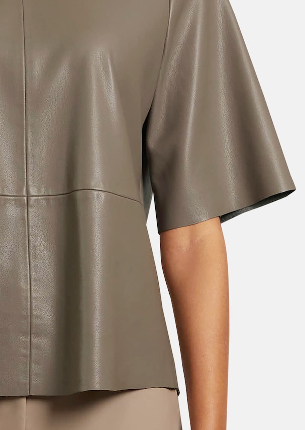 Half-sleeved shirt made from soft faux leather 4