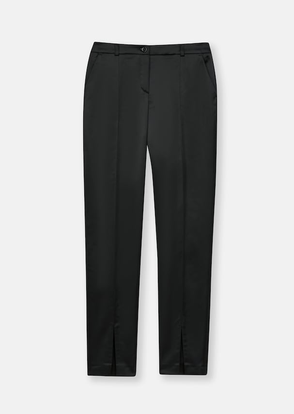 Satin trousers with front hem slits 5