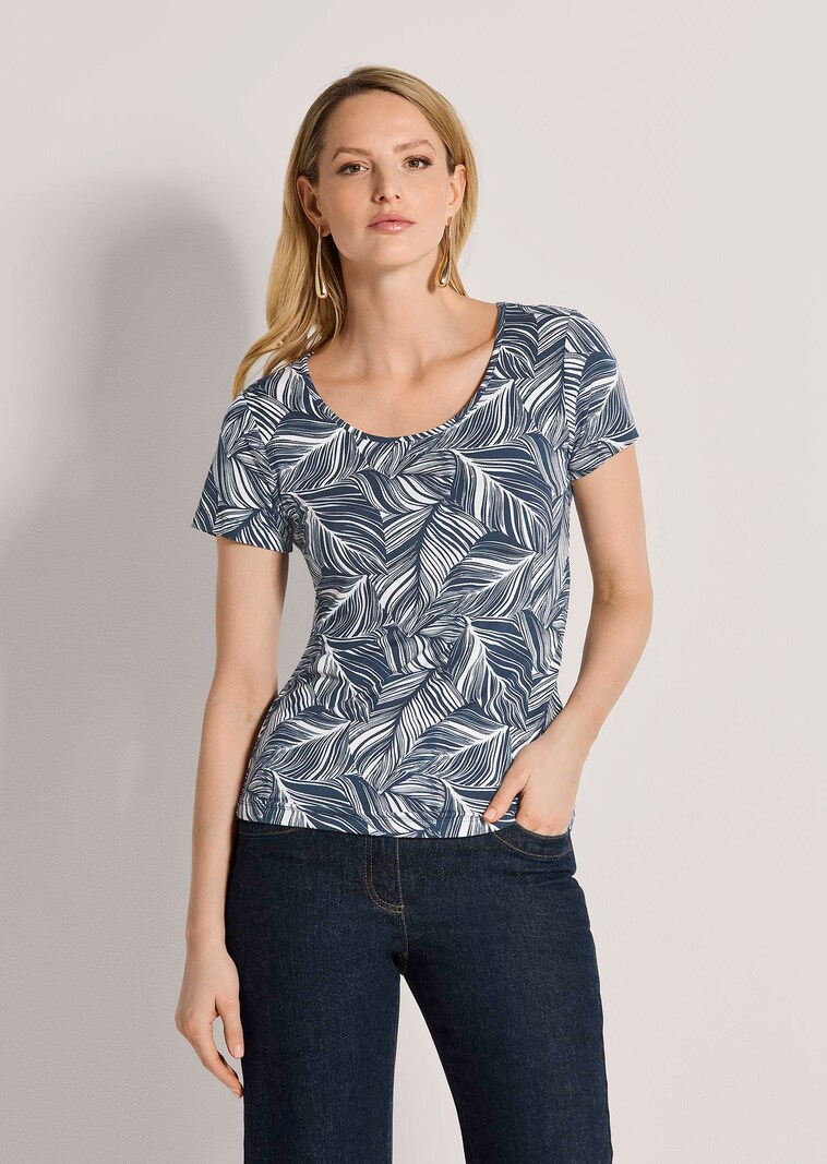 Viskoseshirt mit grafischem Blattprint