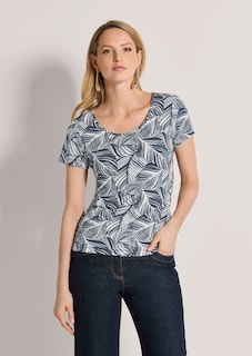 Viskoseshirt mit grafischem Blattprint thumbnail 1