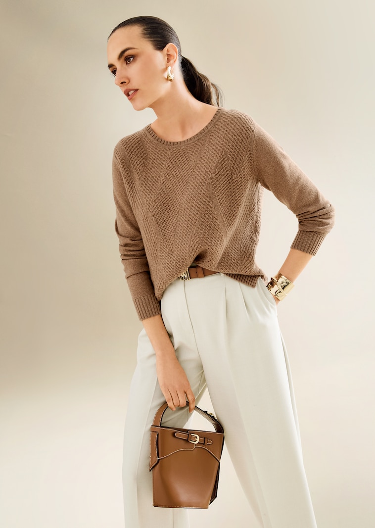 Jacquard-Pullover mit Kaschmir