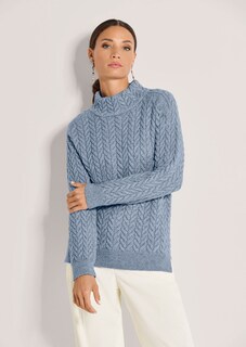 Stehkragen-Pullover mit Zopfmuster thumbnail 1