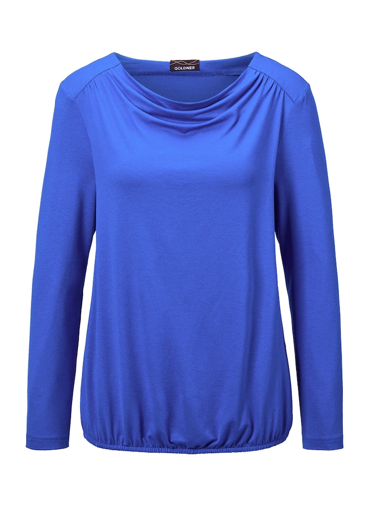 Shirt met lange mouwen en watervalhals