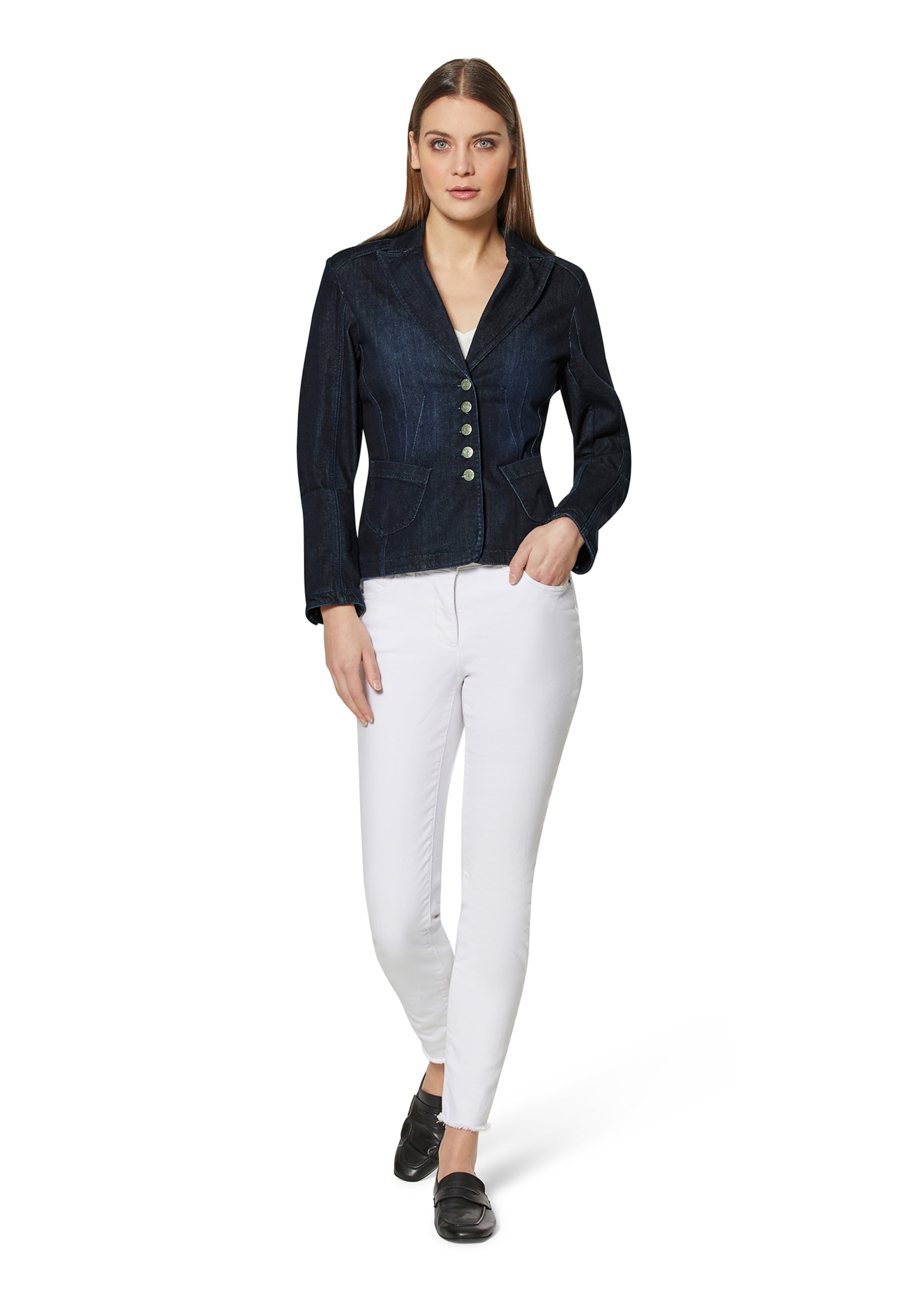 Denim blazer with washed effects in dark blue | MADELEINE Fashion