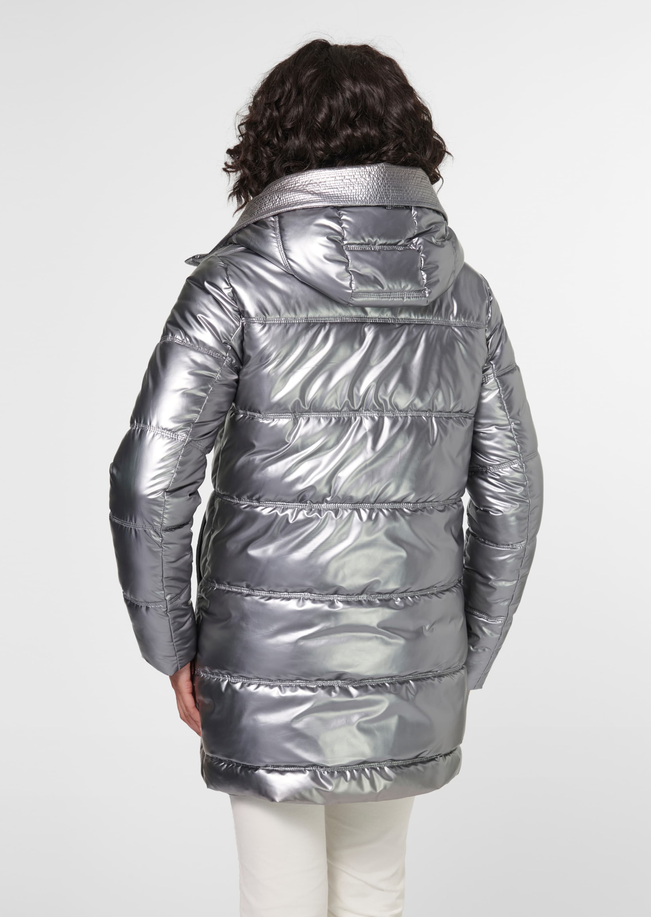 Veste En Coton Doux A Maille Gris Argente A Dos Long