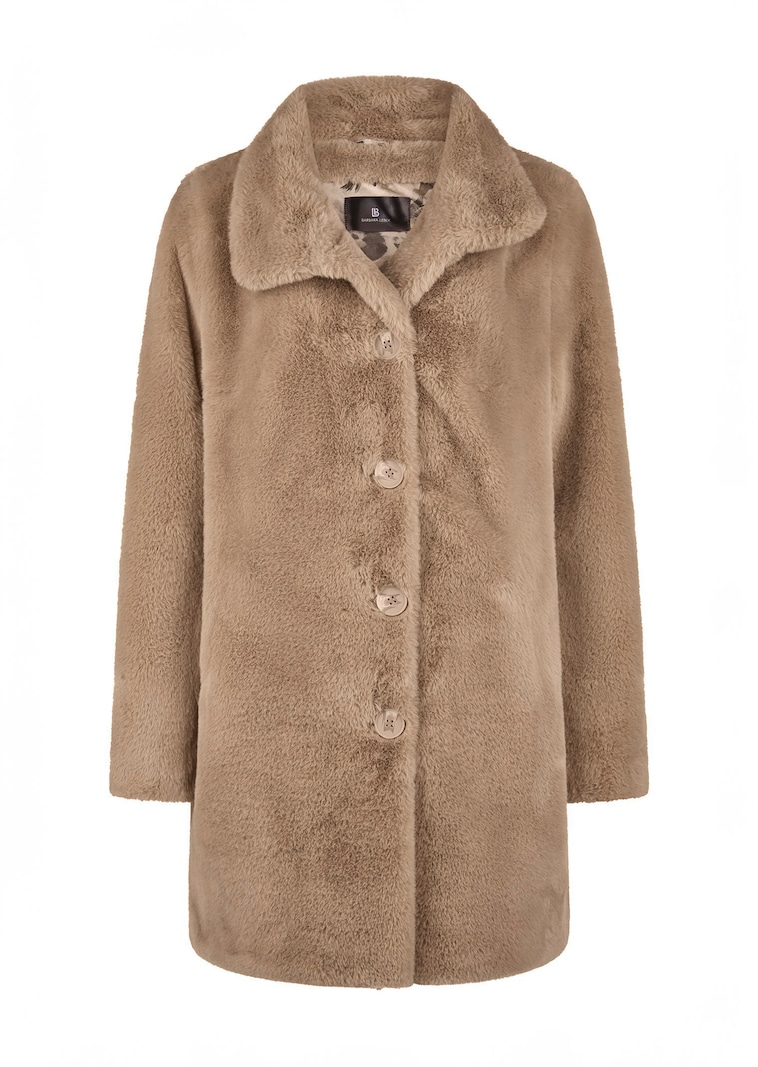 Teddymantel mit Animal-Print-Futter