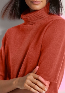 Cashmere roll neck jumper with half-length sleeves thumbnail 5