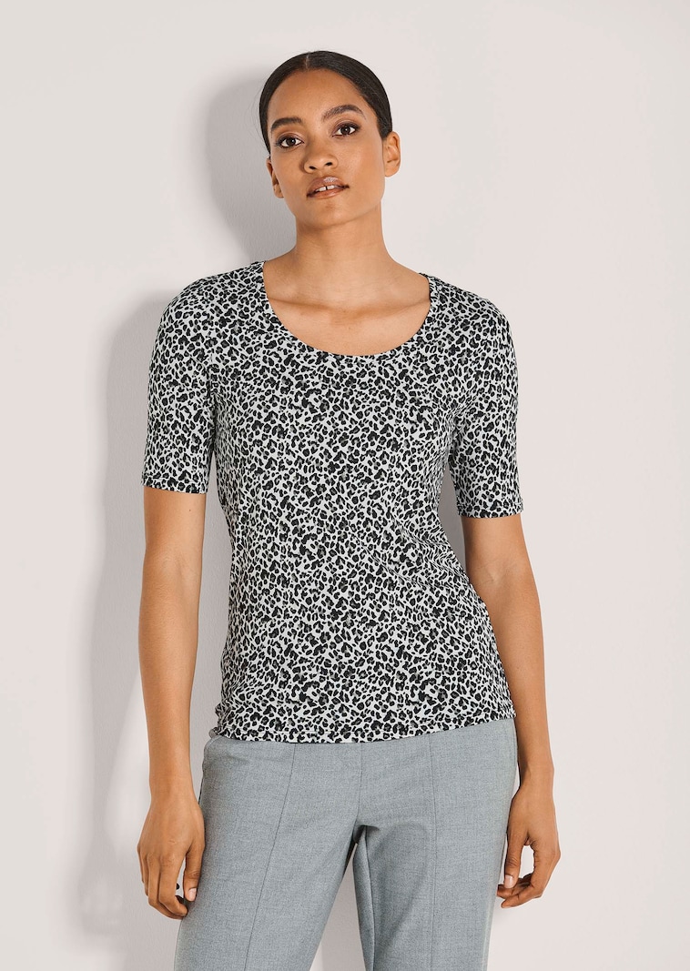 Rundhals-Shirt mit Animalprint