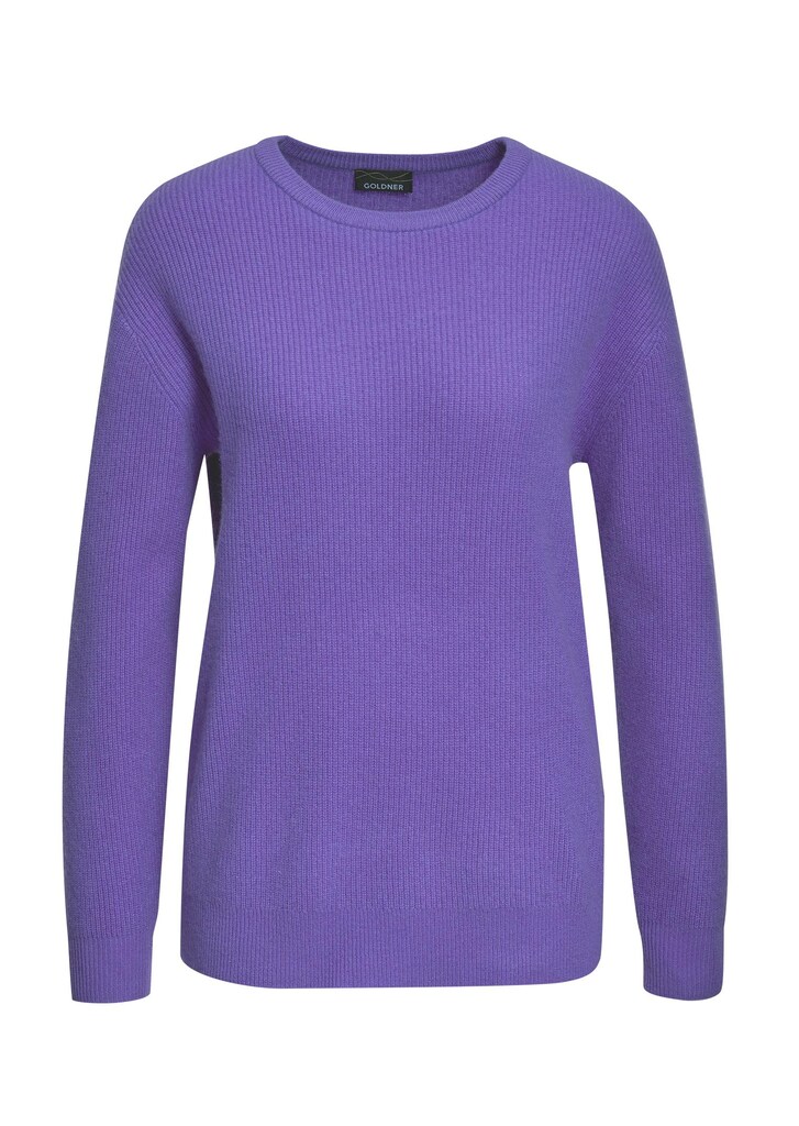 Kaschmirpullover in Patentstrick mit Rundhals