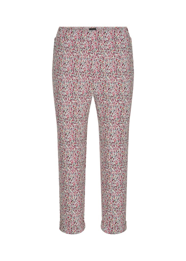 Gedessineerde broek van stretchmateriaal met een elastische tailleband