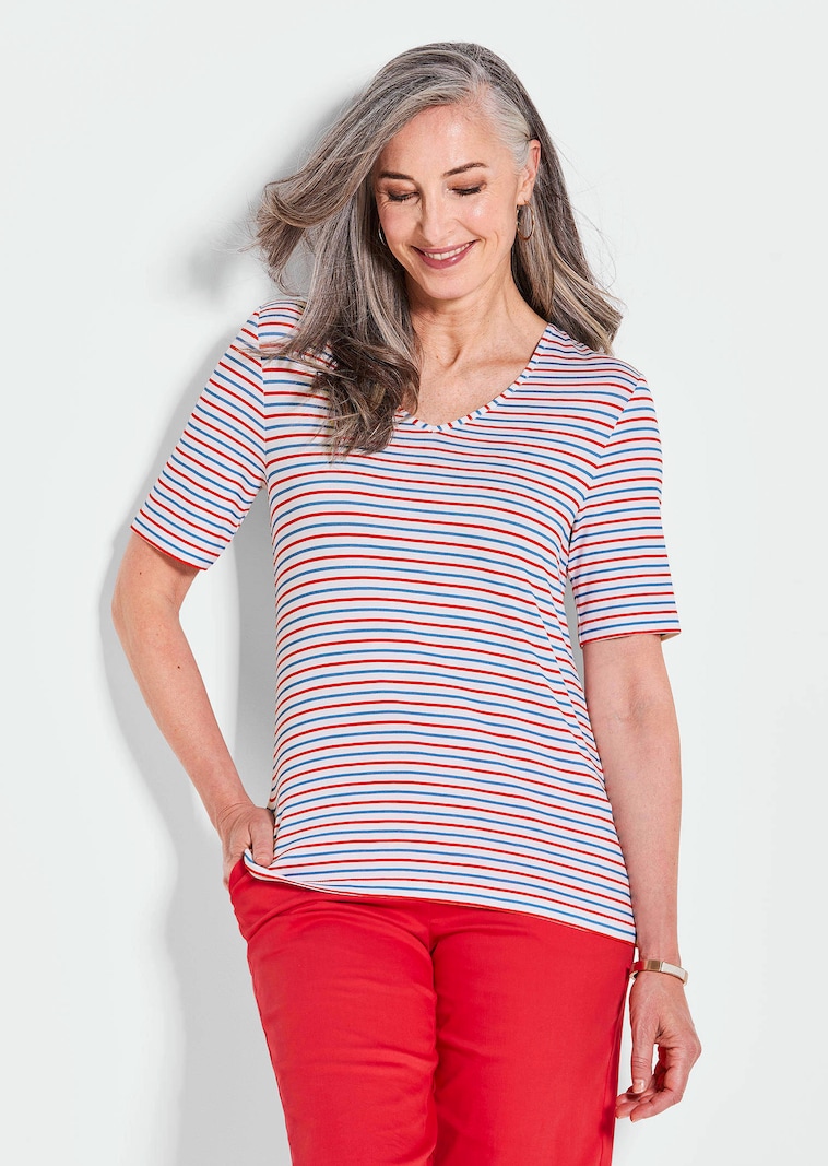 Ringelshirt mit V-Ausschnitt