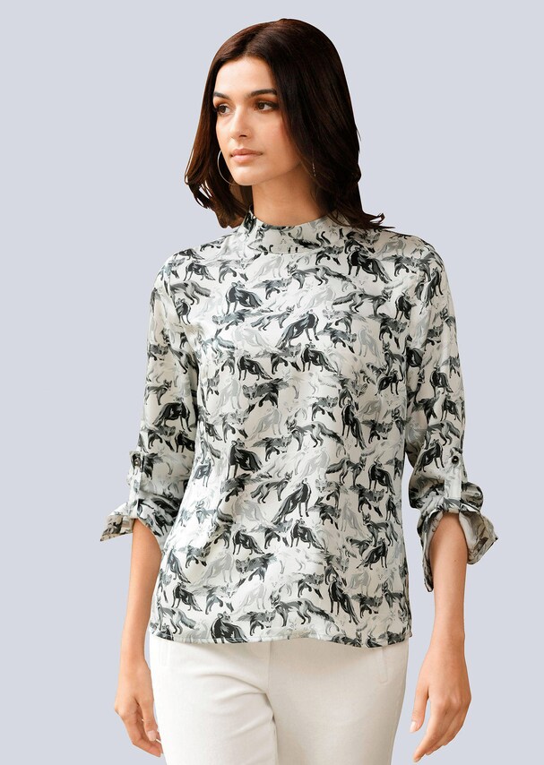 Bluse mit grafischem Alloverprint