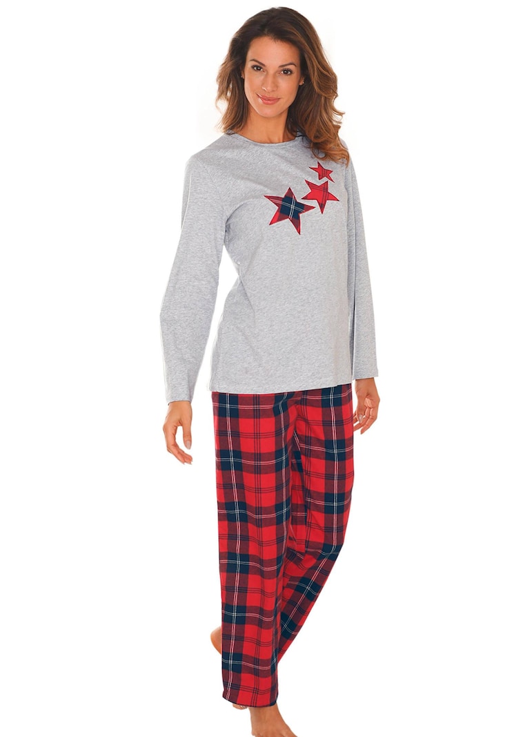 Flanell-Pyjama im klassischen Karodessin