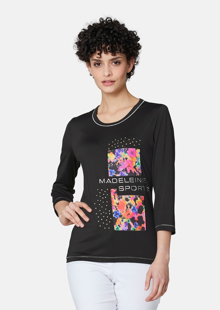 Edel-Shirt mit floralem Print und Glanz-Akzenten