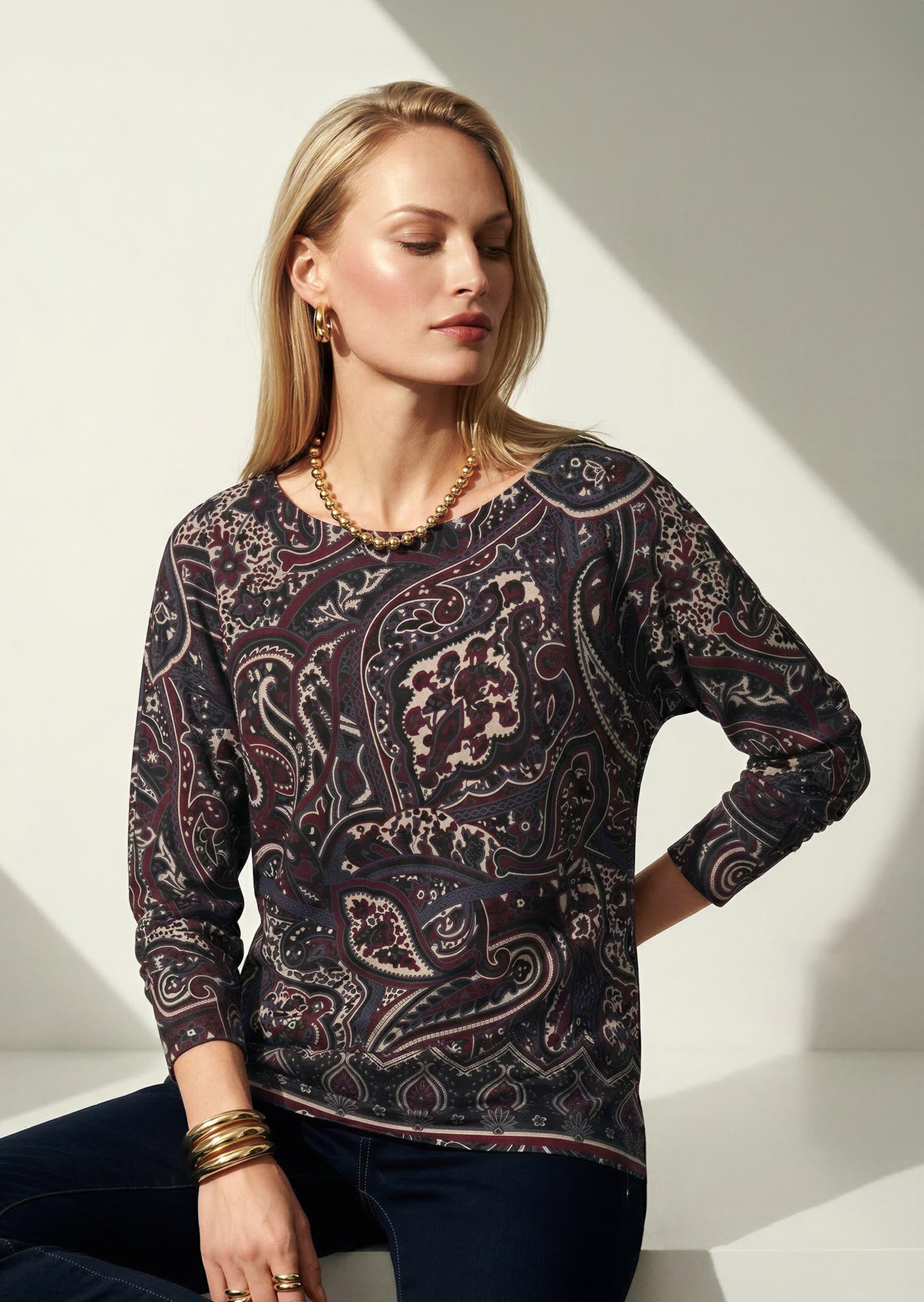 Sweatshirt mit Paisley-Print und Fledermausärmeln