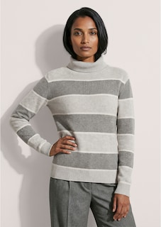 Gestreifter Kaschmirpullover mit Rollkragen thumbnail 2