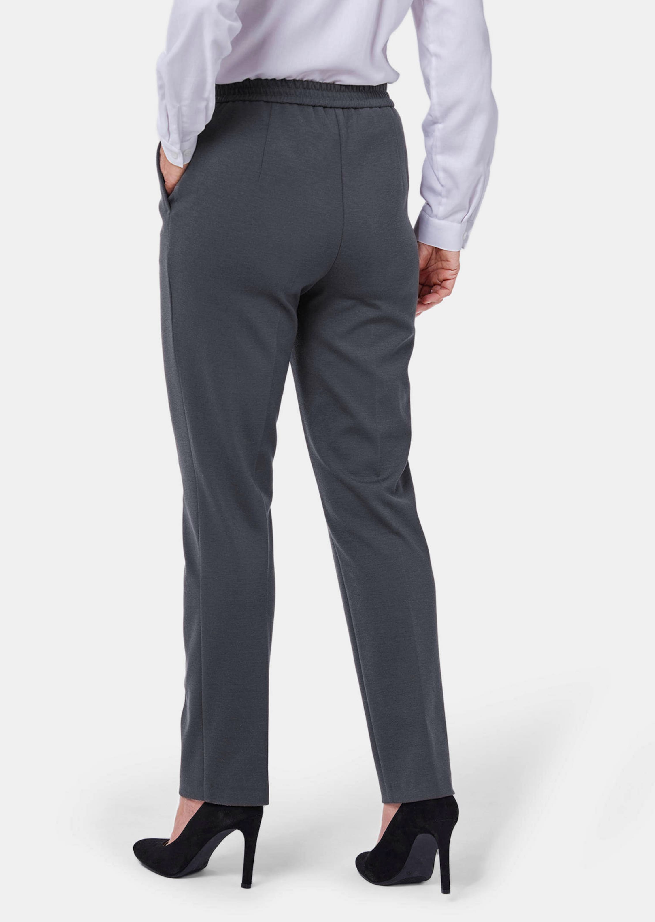 Pantalon infroissable aspect flanelle MARTHA - anthracite - Gr. 56 de Goldner Fashion