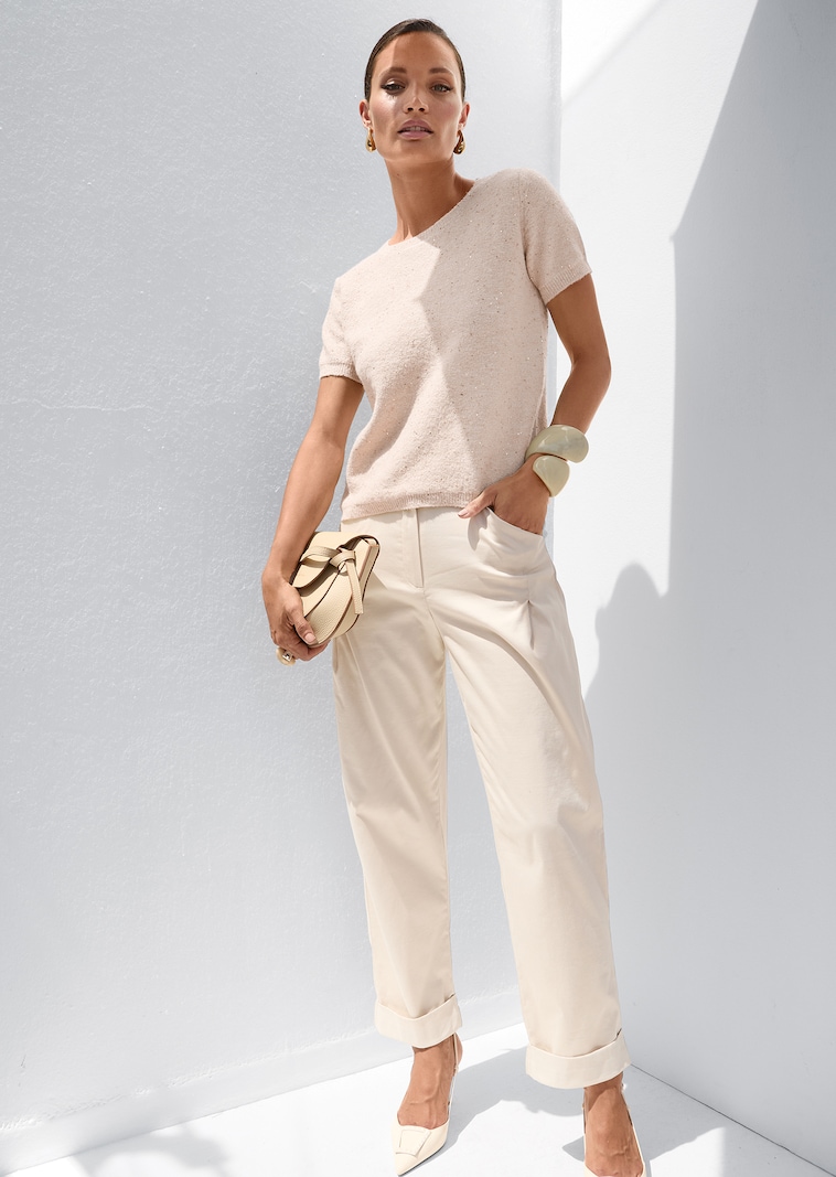 Kurzarm-Pullover mit Pailletten