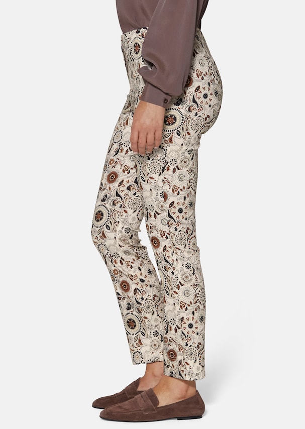 Slim-fit stretch trousers with ethnic print 3