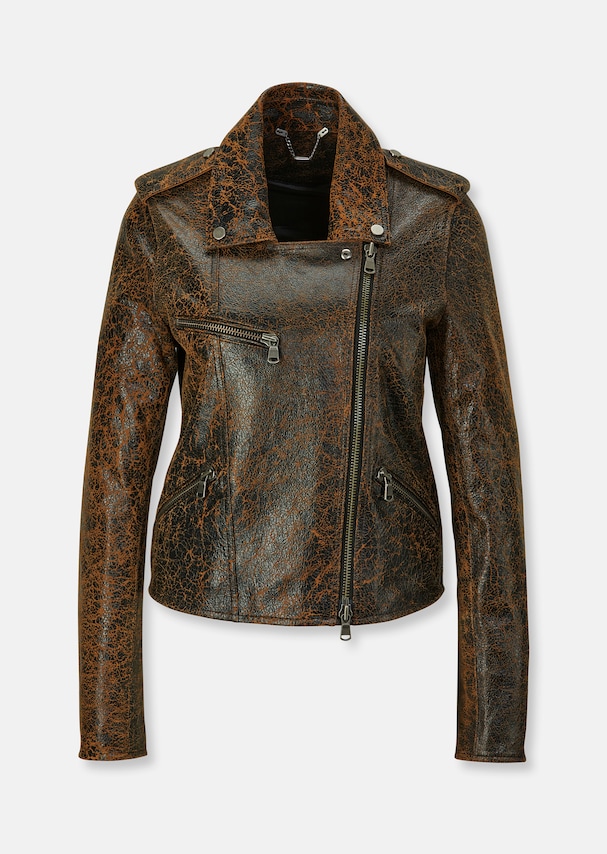 Used-look leather jacket 5