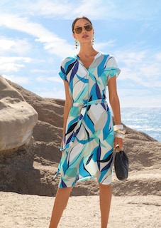 Summer dress with a graphic print and tie belt thumbnail 7