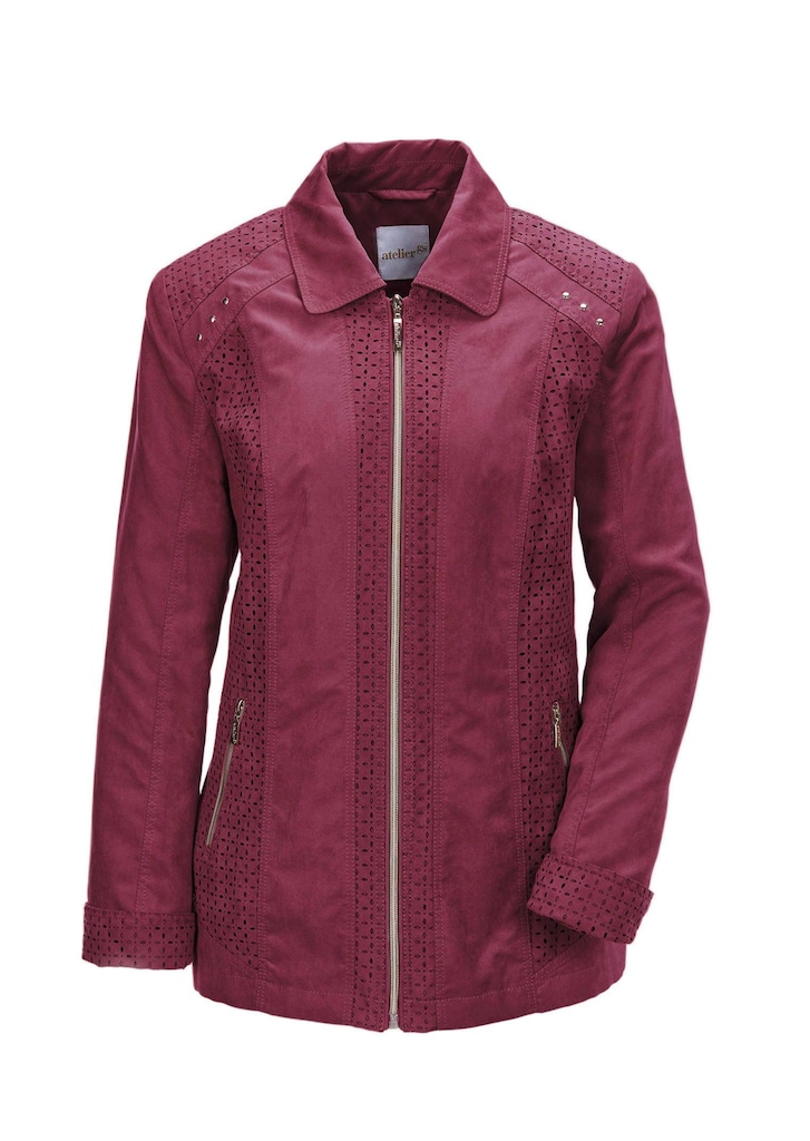 Velourslederimitat-Blazer mit Perforierung