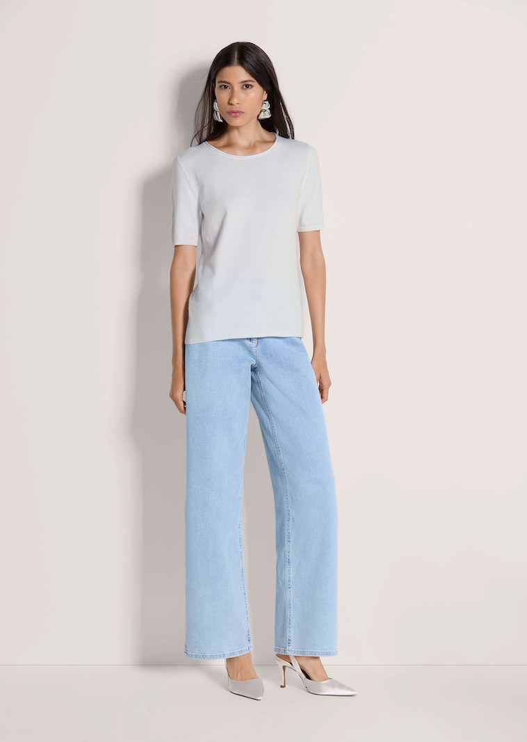 Feinstrick-Pullover mit kurzem Arm