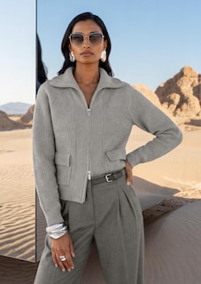 Strickjacke in Blousonform mit 2-Wege-Reißverschluss thumbnail 1